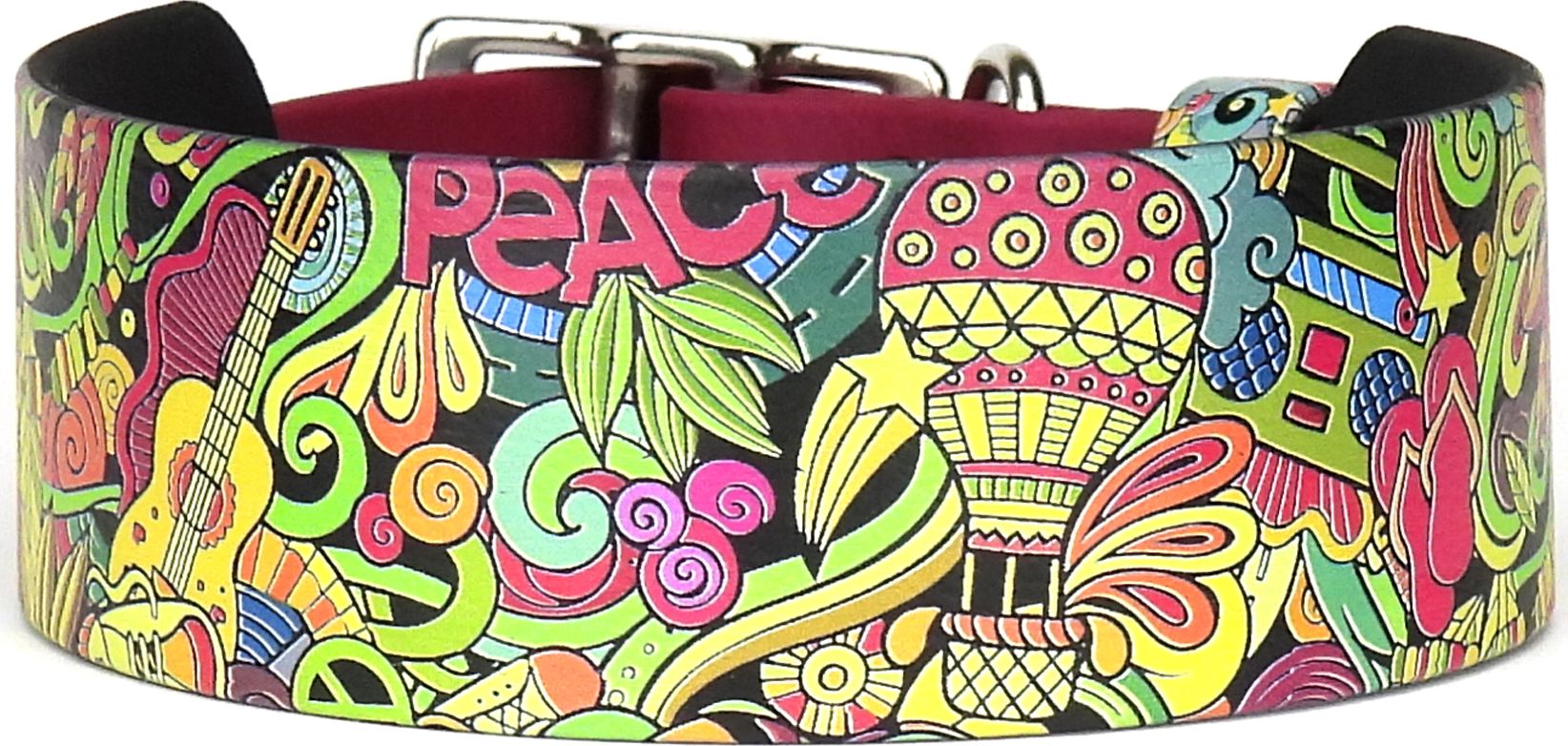 Smart Animal Obroża dla charta, kolekcja PRESTIGE SPORT BioThane, 24 cm x 28 cm x 38 mm, z nadrukiem seria Hippie