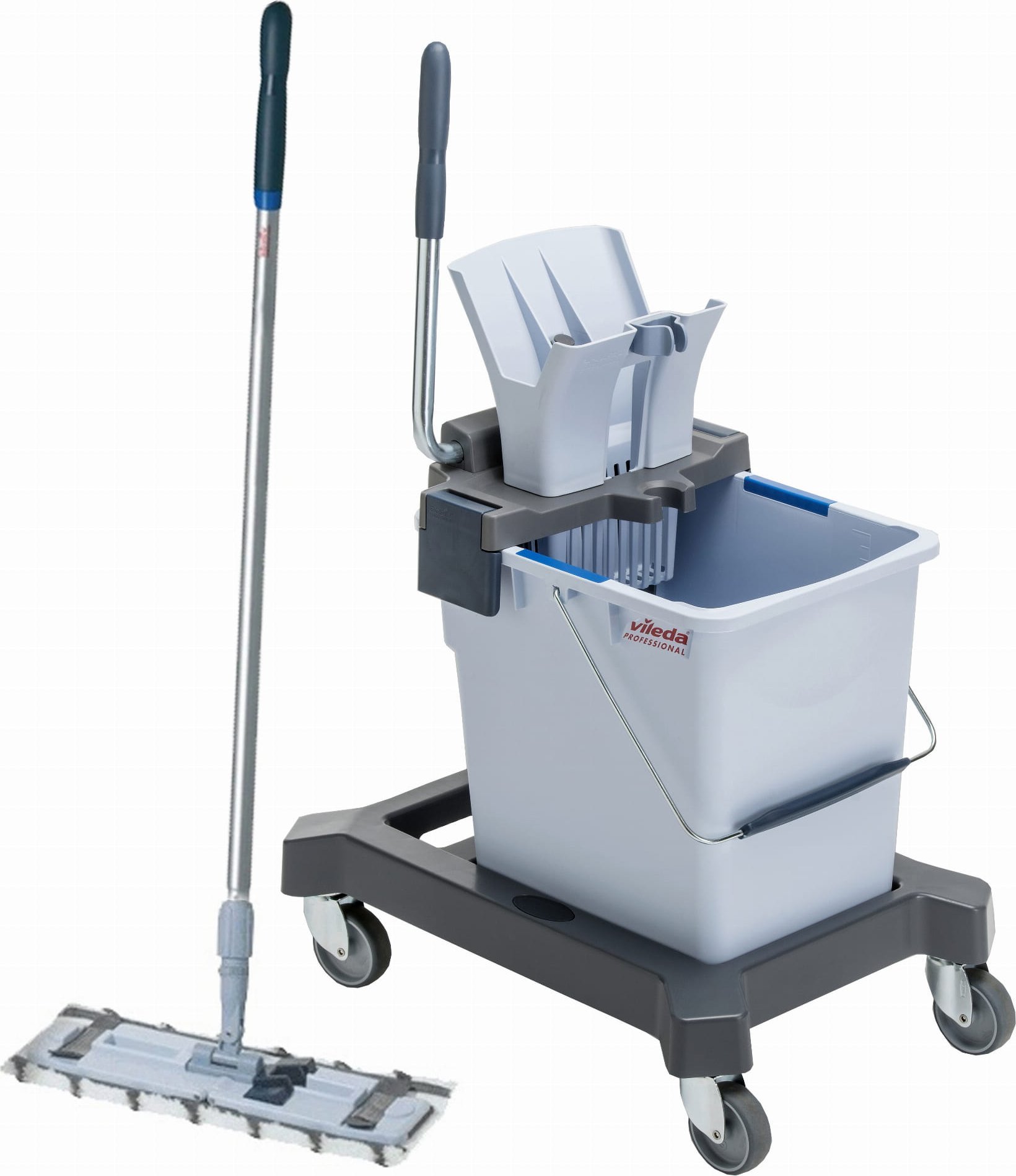 Mop Vileda Zestaw UltraSpeed Pro Single Bucket 25l + Kij aluminiowy niebieski