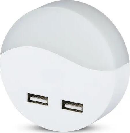 Lampka wtykowa do gniazdka V-TAC Lampka nocna do gniazdka LED USB 4000K
