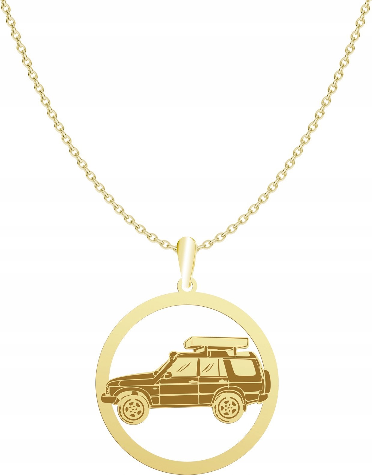 Radziszewska Jewellery Naszyjnik Złoty Samochód Wyprawowy Discovery Srebro 925 GRAWER GRATIS