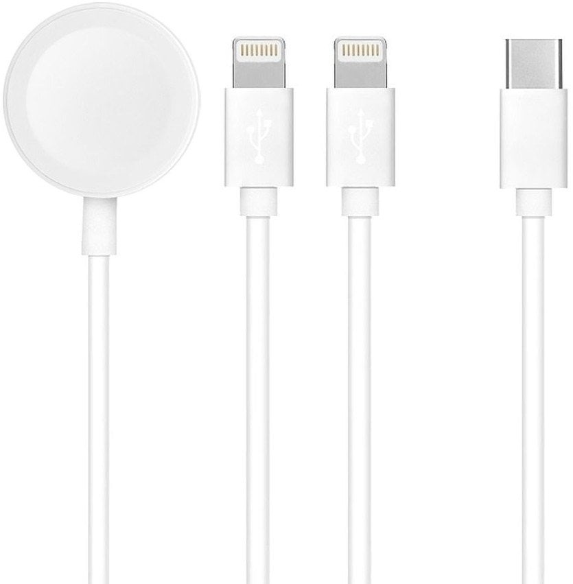 Kabel 3w1 Typ C do 2 x Lightning / Apple Watch 3W 2A C3168 1,2 m biały