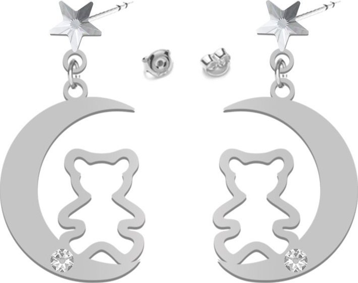 Radziszewska Jewellery Kolczyki Srebrne Miś na księżycu
