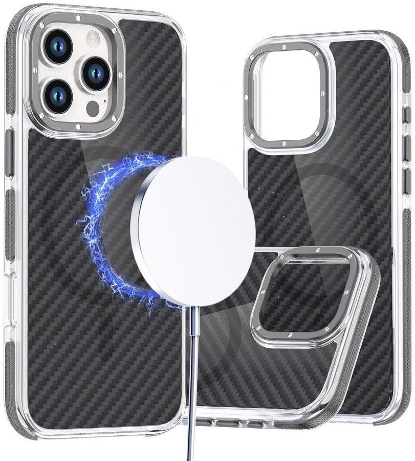 Futerał FIBER kompatybilny z MagSafe do IPHONE 17 PRO szary