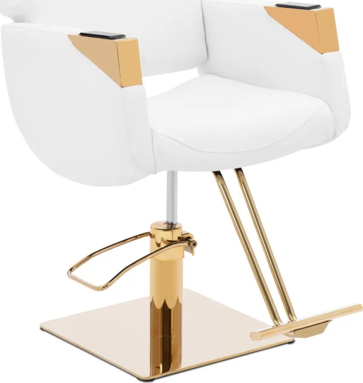 Physa Fotel fryzjerski barberski kosmetyczny z podnóżkiem Physa PENRYN - biało złoty Fotel fryzjerski barberski kosmetyczny z podnóżkiem Physa PENRYN