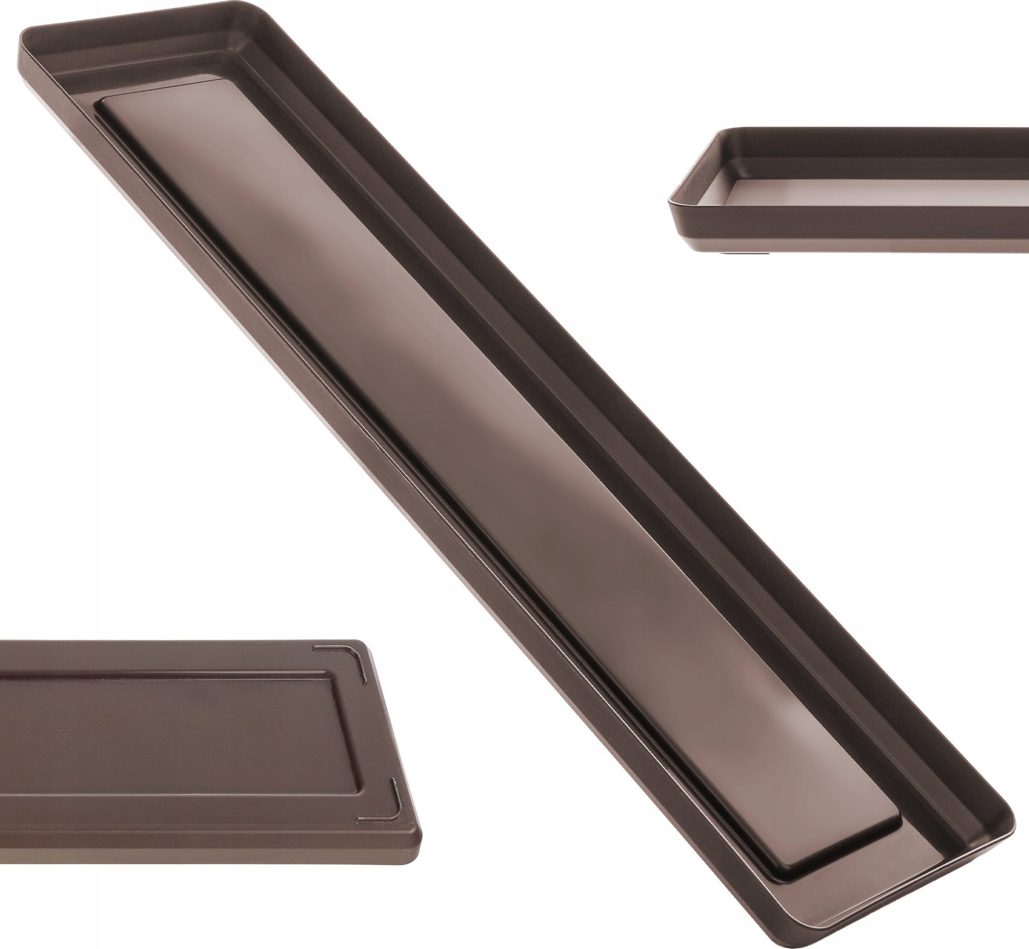 KADAX Podstawka Pod Doniczkę Donicę 50cm Tacka Prostokątna mokka Plastikowa