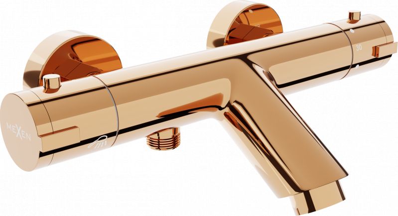 Bateria wannowa Mexen Kai ścienne różowe złoto