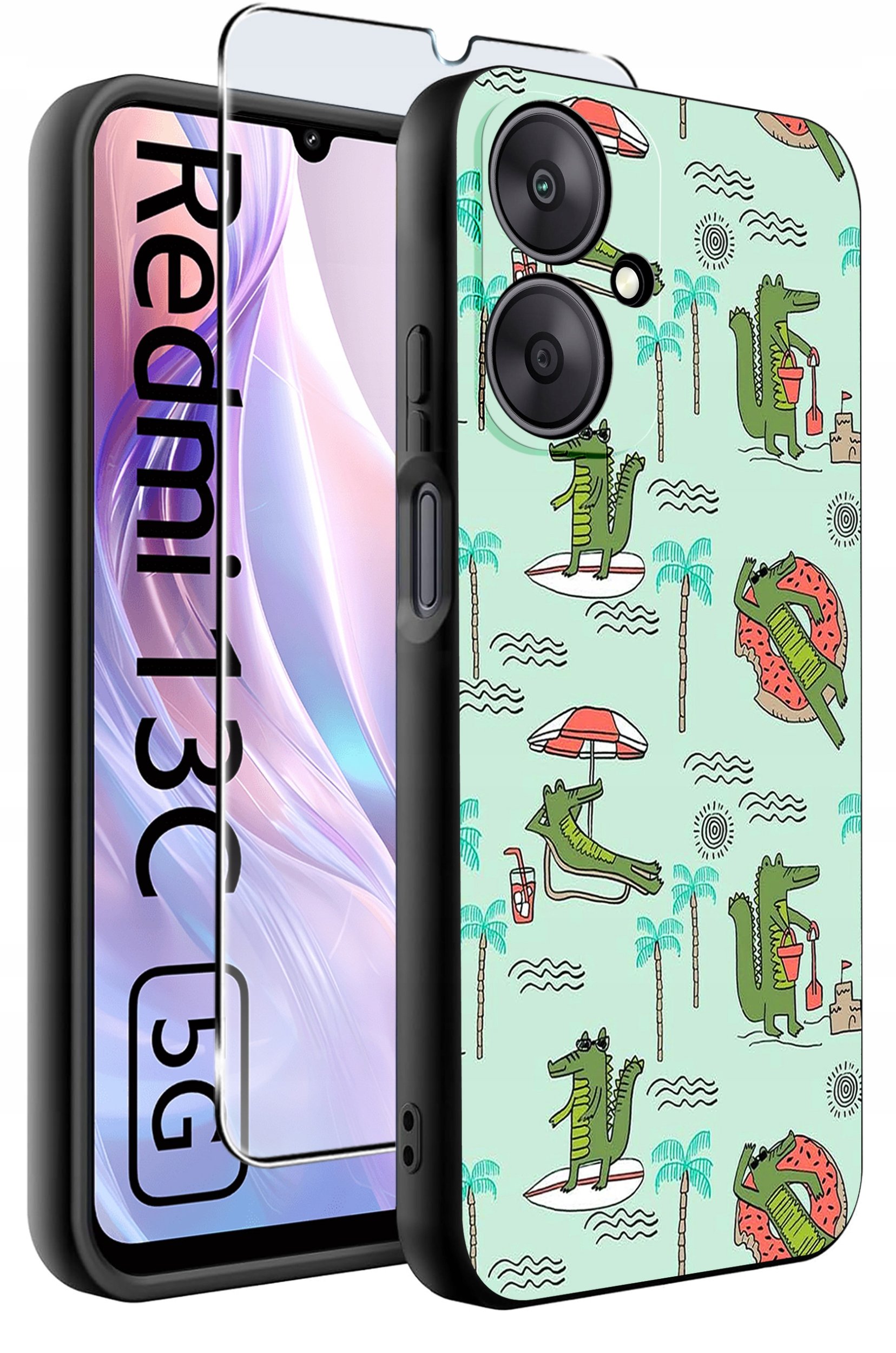 ETUI do Xiaomi Redmi 13C 5G WZORY |SILIKONOWE MATT CASE +SZKŁO HARTOWANE 9H