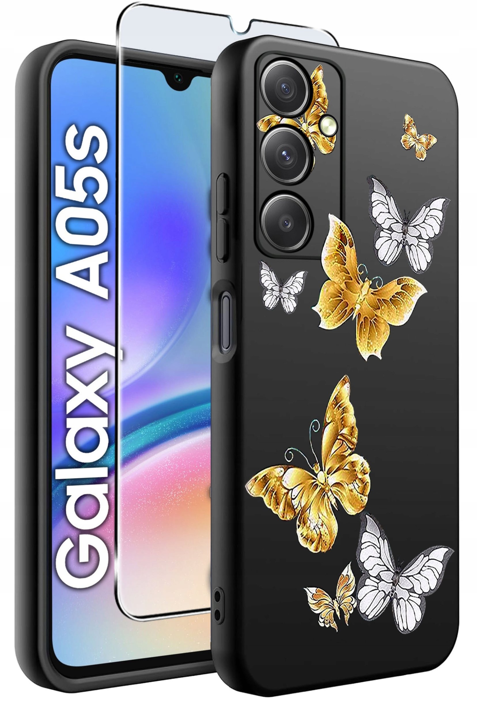 ETUI do Samsung A05s WZORY | SILIKONOWE MATT CASE + SZKŁO 9H