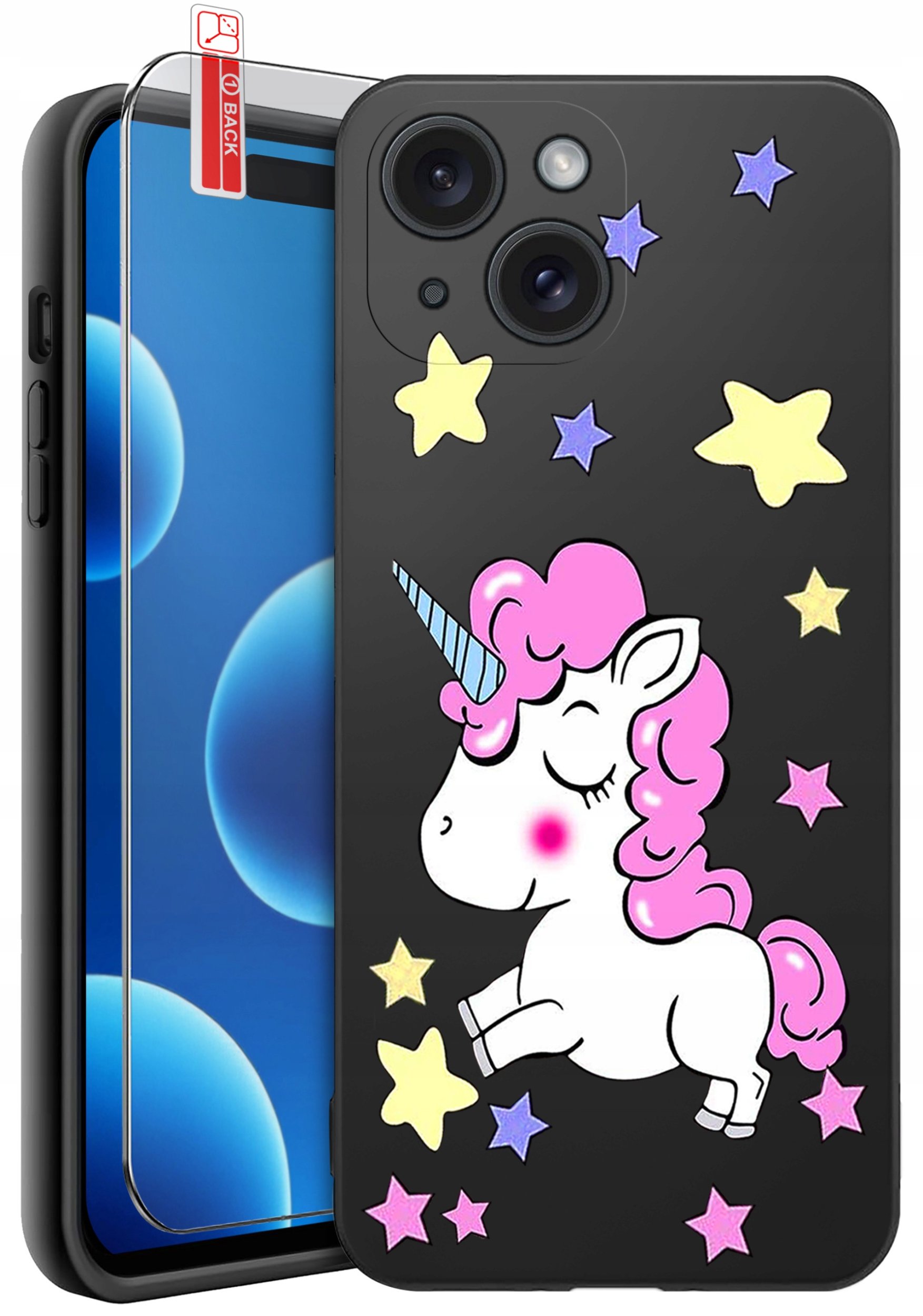 ETUI do iPhone 15 | WZORY | SILIKONOWE MATT CASE + SZKŁO 9H