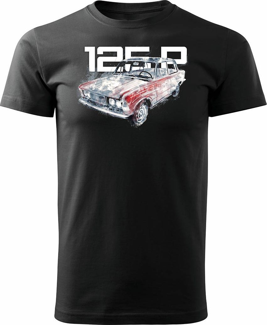 Topslang Koszulka z samochodem duży Fiat 125p FSO PRL męska czarna REGULAR L