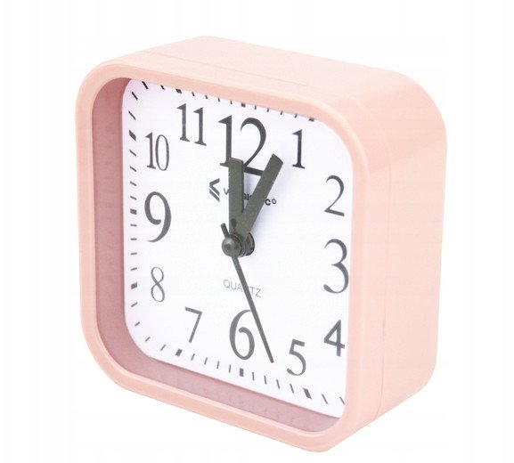 Zegarek budzik stojący kwadratowy 9,5cm minimalistyczny mix