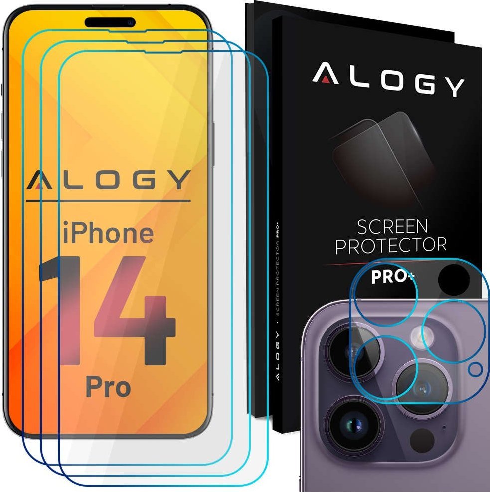 Alogy Alogy Glass Pack 3x Szkło hartowane na ekran 9h + Szkło na obiektyw do Apple iPhone 14 Pro