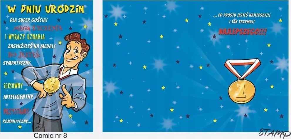 Stamp Karnet Comic B6 + koperta wzór nr 08 Urodziny