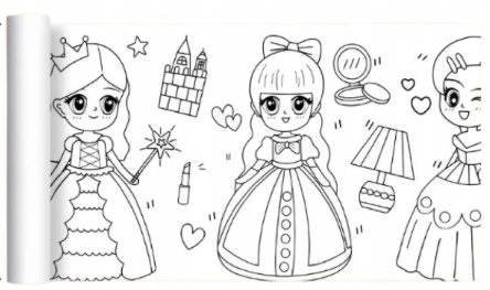Zwijana kolorowanka w rolce 3M papier do malowania dla dzieci księżniczki