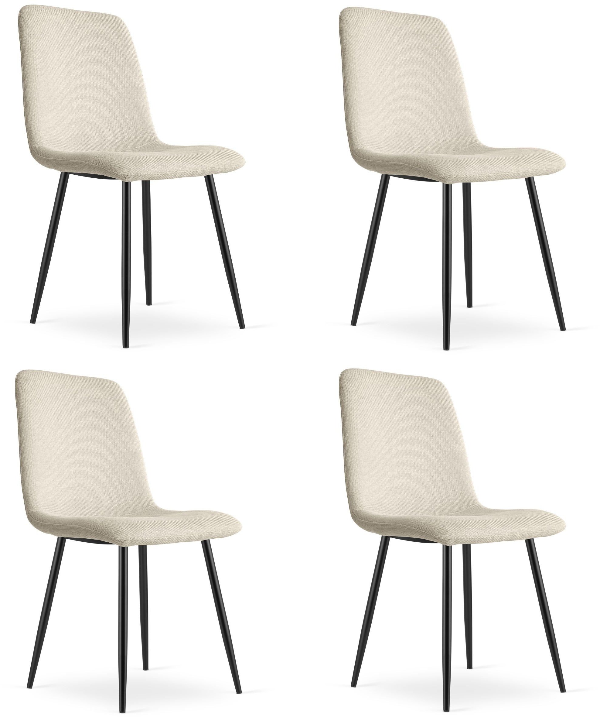 Krzesło beżowe tapicerowane RIFT tkanina do jadalni kuchni salonu x4