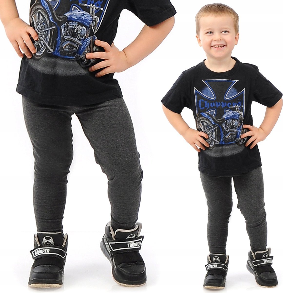 Getry chłopięce Długie legginsy Spodnie Grafitowe 134