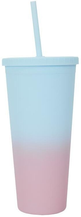 INTESI KUBEK ZE SŁOMKĄ TIE-DYE PP NIEBIESKO-RÓŻOWY