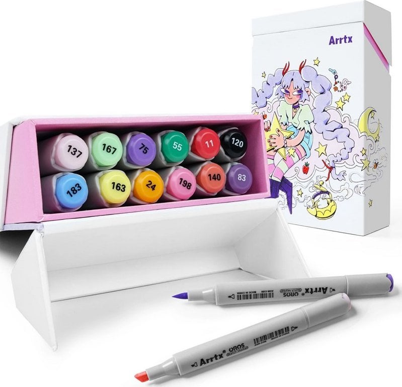 ARRTX Dvipusiai markeriai - flomasteriai ARRTX Oros, 12 spalvų, pastelinių tonų