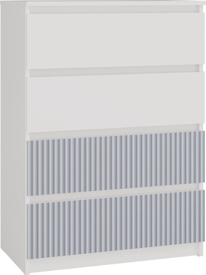 Topeshop Komoda z 4 szufladami, Malwa, 70x40x97 cm, biały, niebieski