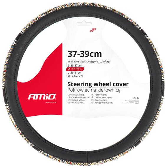 Pokrowiec nakładka na kierownicę samochodową swc-59-m 37-39cm amio-04169