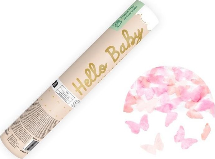 Tuba z motylkami różowymi 20cm