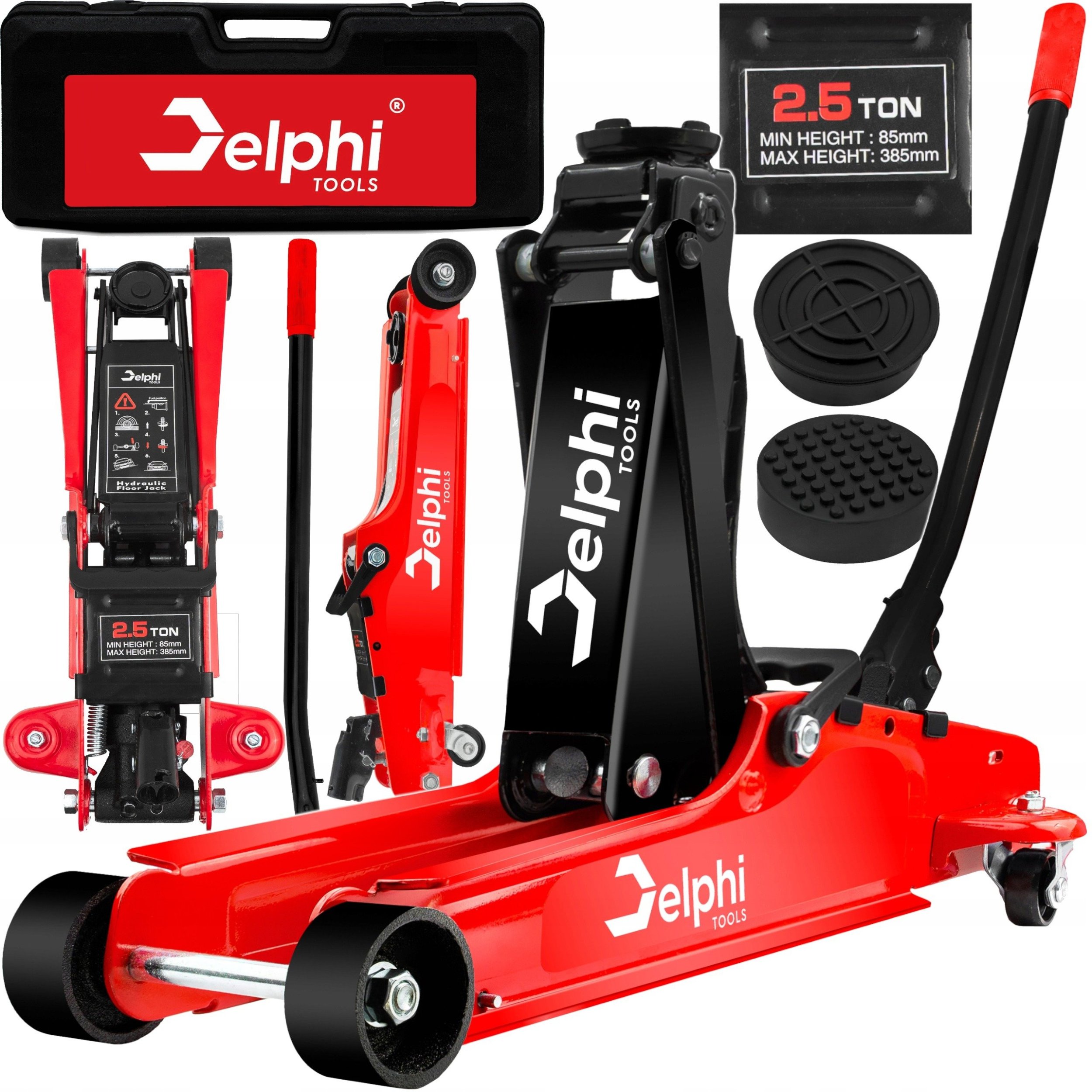 PODNOŚNIK SAMOCHODOWY ŻABA HYDRAULICZNY LEWAREK NISKOPROFILOWY 2,5T GUMA