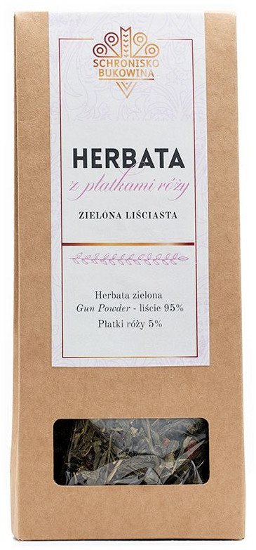 Zielona herbata z płatkami róży 80g - Schronisko Bukowina