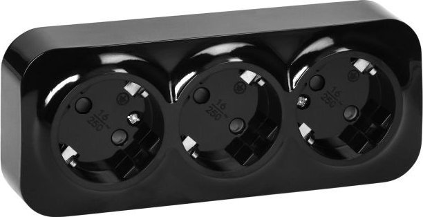 Orno Gniazdo natynkowe potrójne Schuko ToDo 2P+Z IP20 czarne