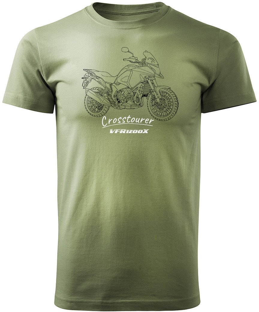 Koszulka z motocyklem Honda VFR1200X VFR 1200 X Crosstourer męska khaki REGULAR XL