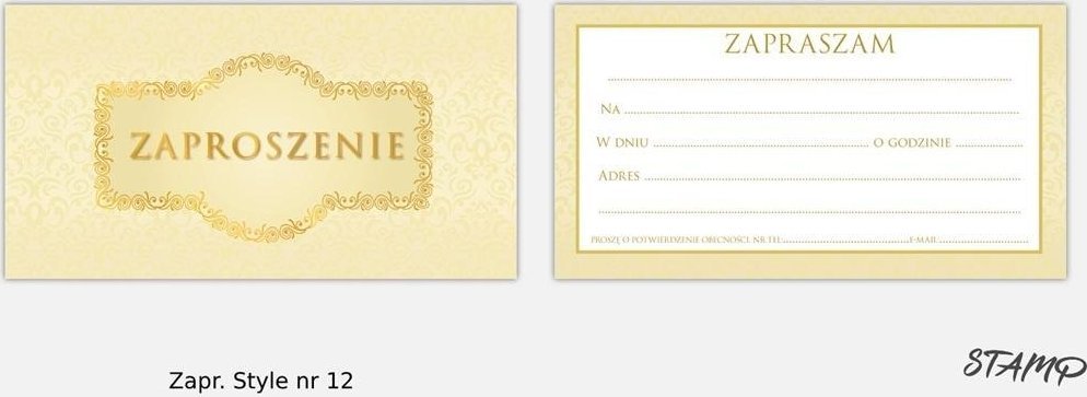 Zaproszenia Style wzór nr 12 10szt