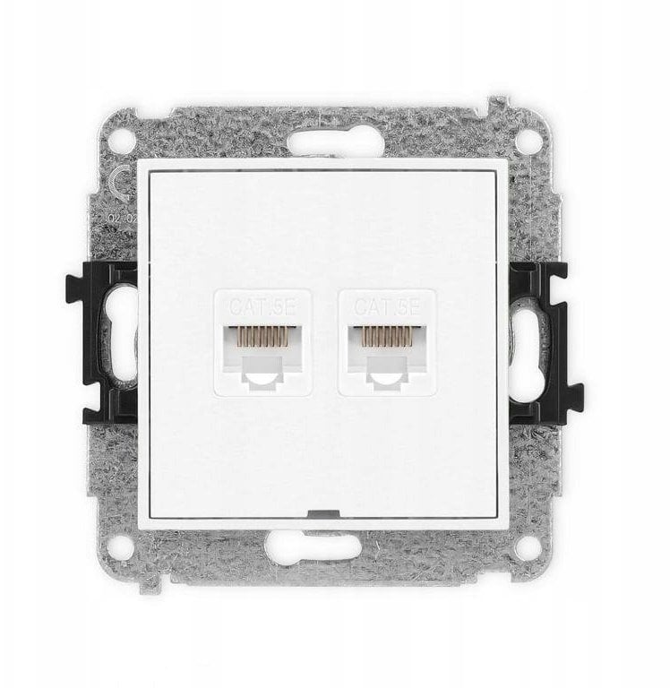 ICON Mechanizm gniazda komputerowego podwójnego 2xRJ45, kat. 5e, 8-stykowy, bez pola opisowego biały mat 25IGKBO-2