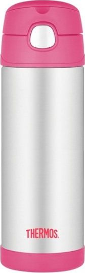Thermos Kubek dla dzieci ze słomką Thermos FUNtainer 470 ml (stalowy/różowy)