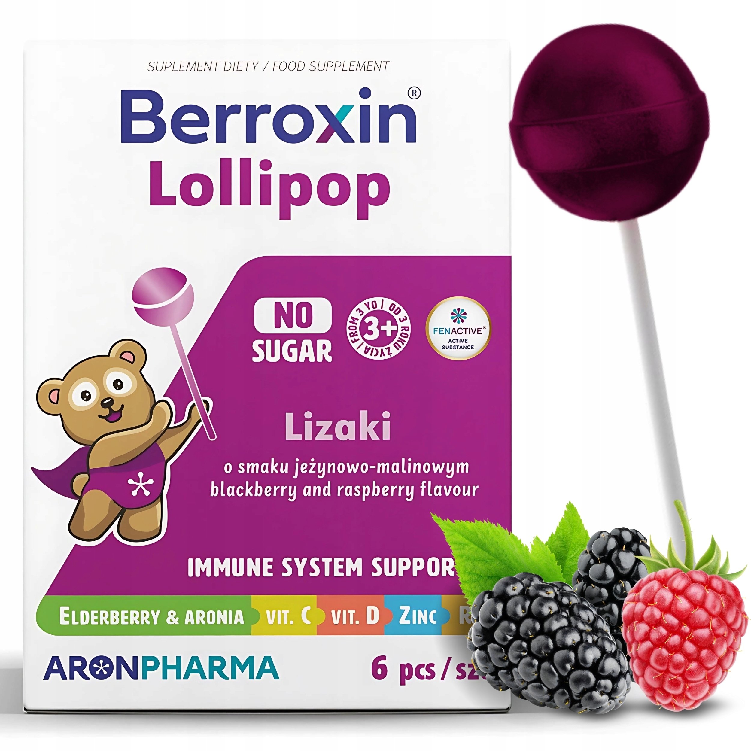 AronPharma_Berroxin Lollipop Box suplement diety w postaci lizaków 6szt.