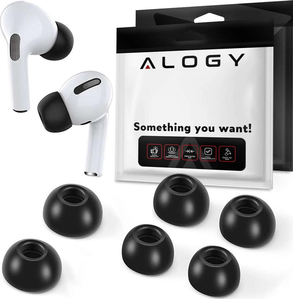 Alogy 6x Nakładki silikonowe zapamiętujące Alogy S M L do Apple AirPods Pro czarne