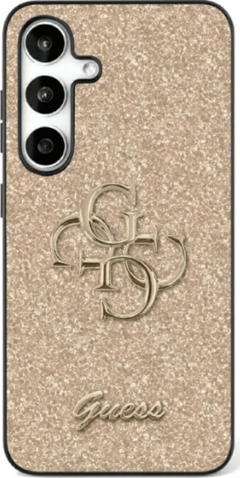 Guess Fixed Glitter Big 4G Metal Logo case for Samsung Galaxy S25 Plus gold