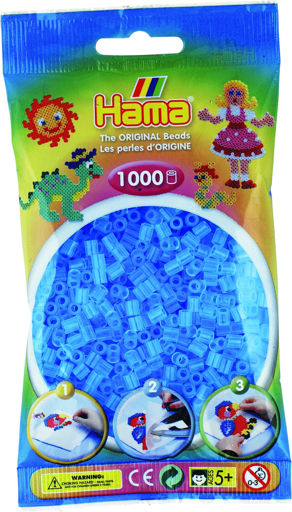 HAMA MIDI 1000 KORALIKÓW W TOREBCE(NIEBIESKI PRZEZROCZYSTY)