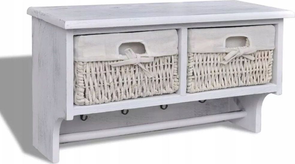 Elior Drewniana półka ścienna z szufladami Stean - biała