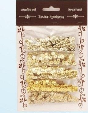 Zestaw cekiny złote 6mm 30g