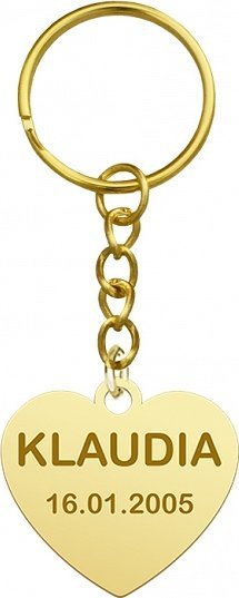 Radziszewska Jewellery Brelok do Kluczy Złote Serce z Grawerem Dzień Matki 925 Prezent ŻYCZENIA