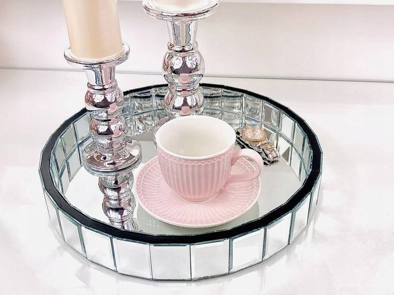 Moon in the room Organizer, taca MOON in the room, okrągła, lustrzana, srebrna ORCHID.