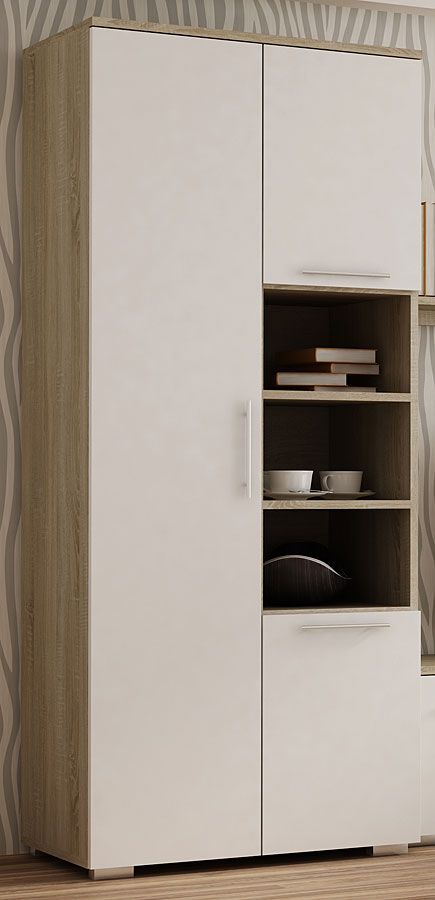 Elior Szafa na odzież Pixelo 4R - biała + dąb sonoma