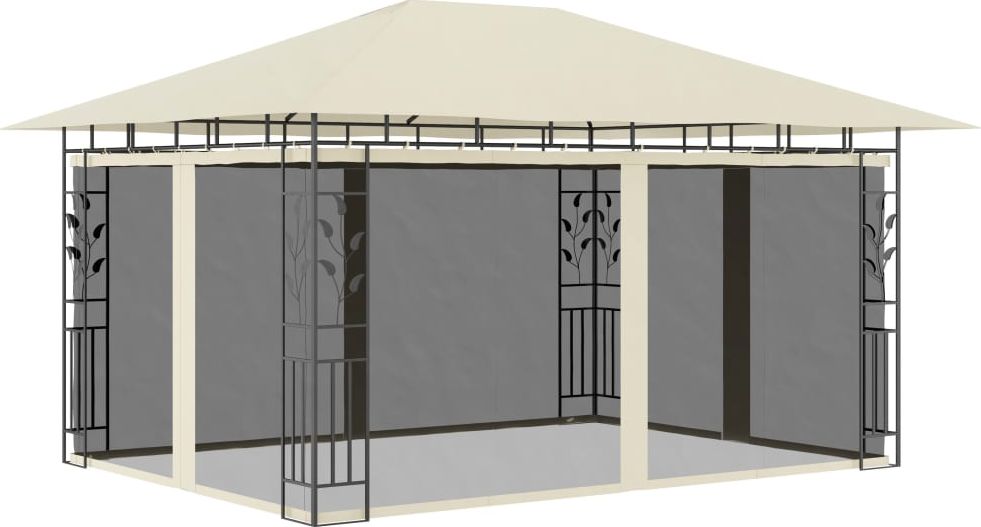 vidaXL Altana ogrodowa z moskitierą, 4x3x2,73 m, kremowa, 180 g/m