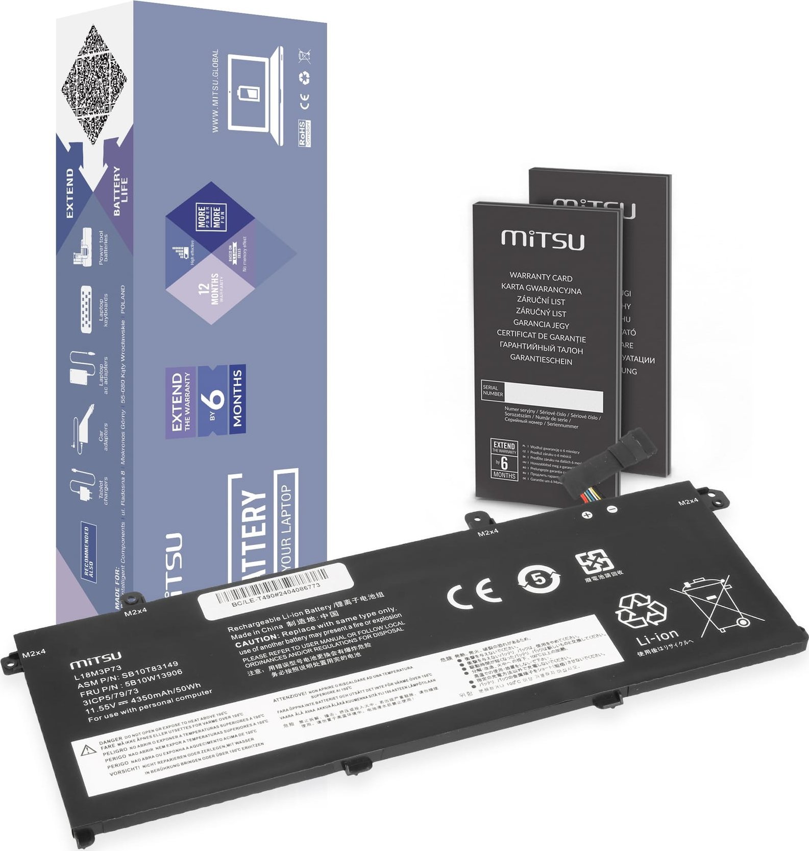 Bateria Mitsu Bateria Mitsu do Lenovo ThinkPad T490, T495, P43s, P14s