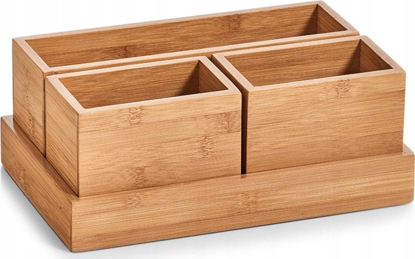 Zeller Pojemniki do przechowywania, organizery, 100% bambus - 4 elementy w komplecie, ZELLER