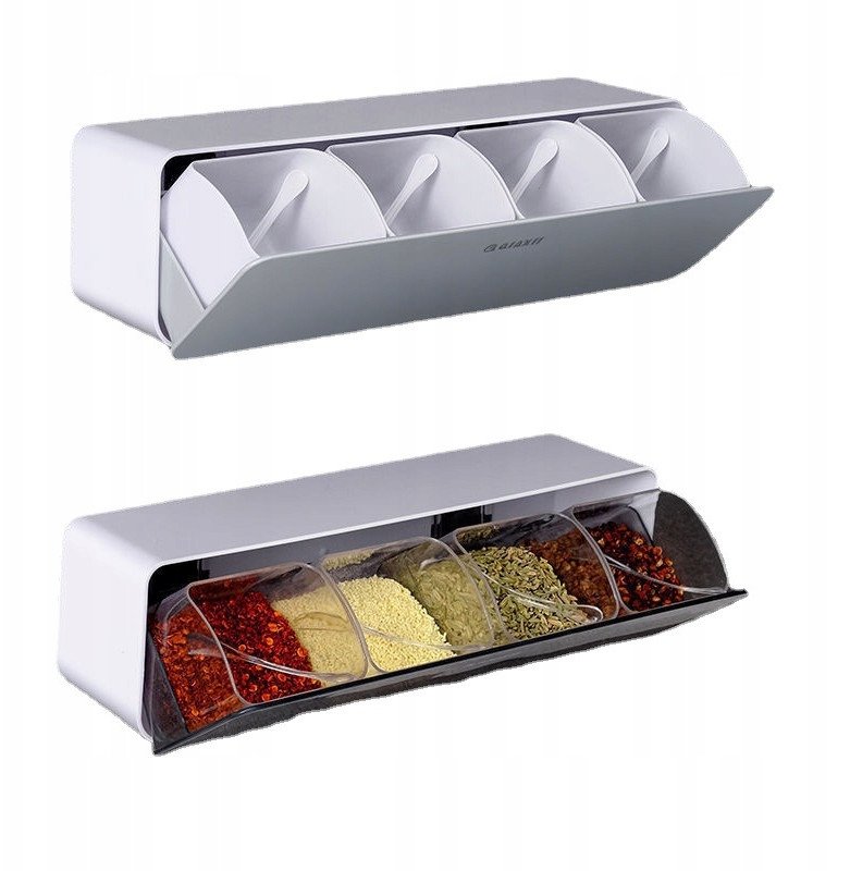 PÓŁKA KUCHENNA Dozownik KASZE PRZYPRAWY 8 miejsc 2 POJEMNIKI Organizer 30cm