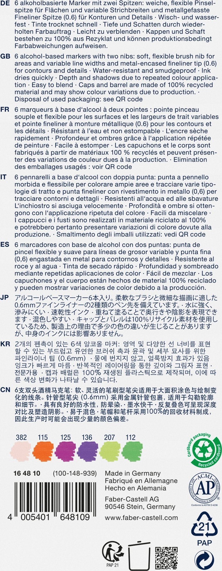 Pisak dwustronny Goldfaber Sketch graphic 6 kol.