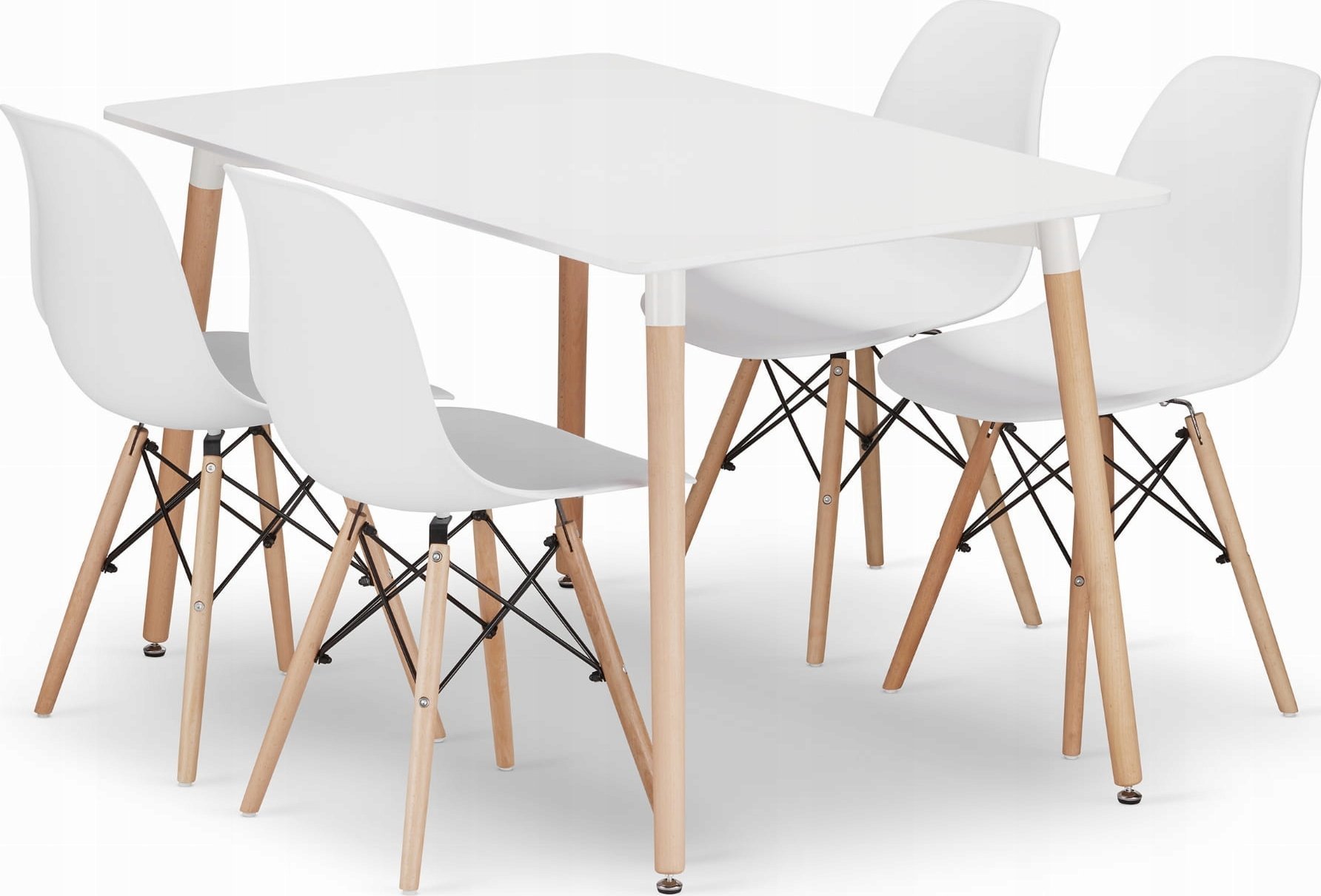 Leobert Zestaw stół prostokątny ADRIA 120x80 biały + 4 krzesła OSAKA białe