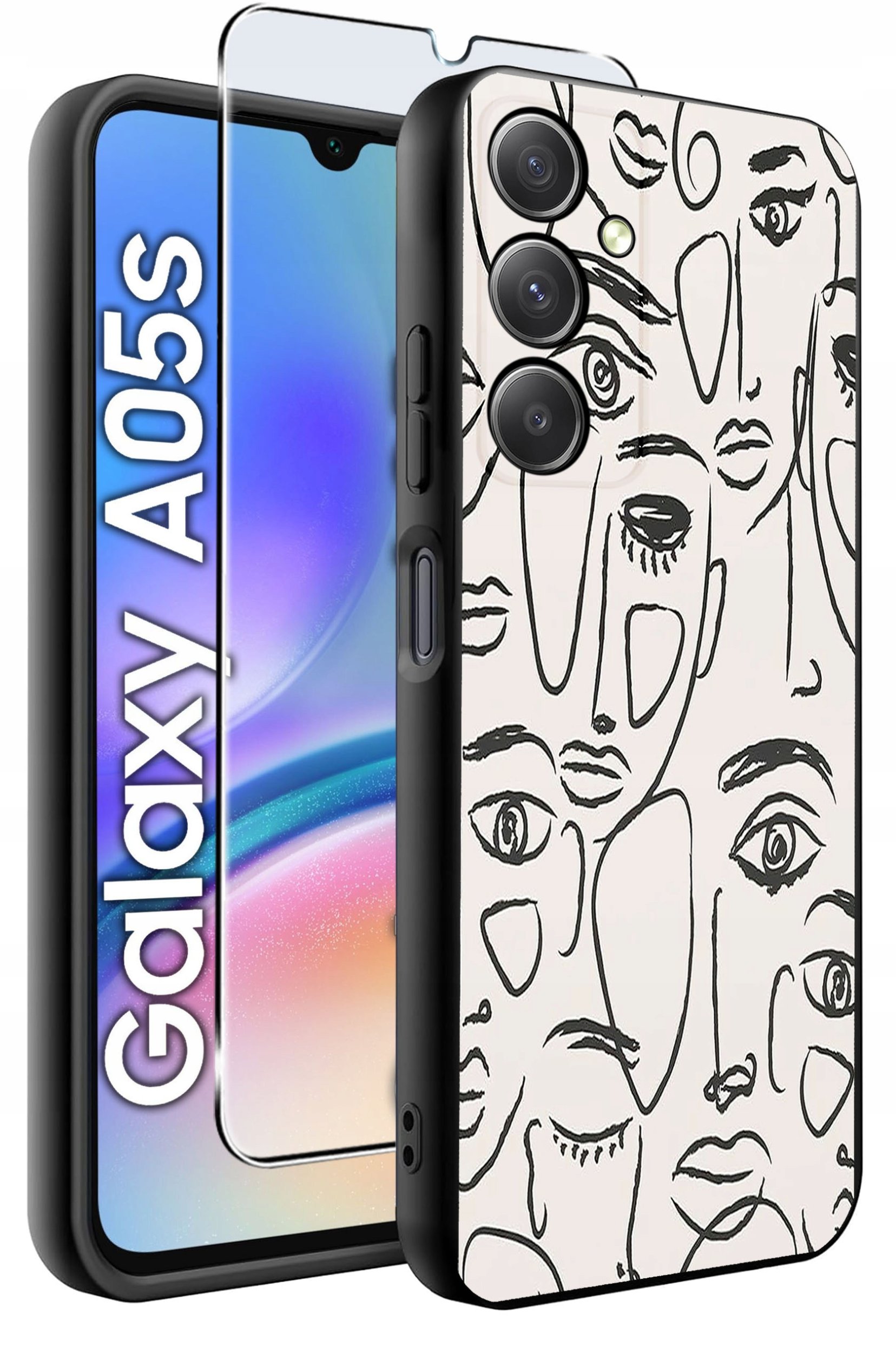 ETUI do Samsung A05s WZORY | SILIKONOWE MATT CASE + SZKŁO 9H