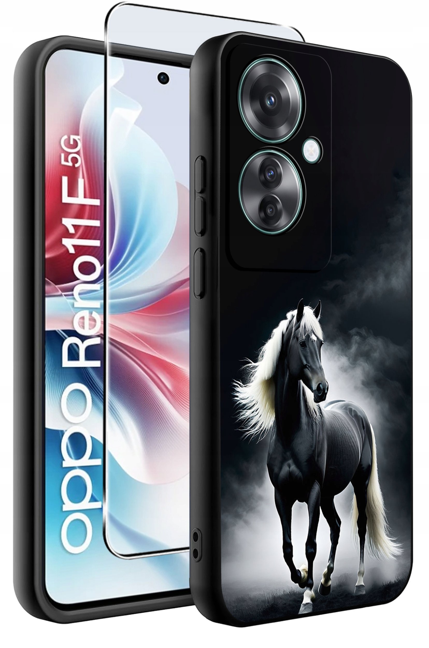 ETUI do Oppo Reno11 F 5G WZORY | SILIKONOWE MATT CASE + SZKŁO HARTOWANE 9H