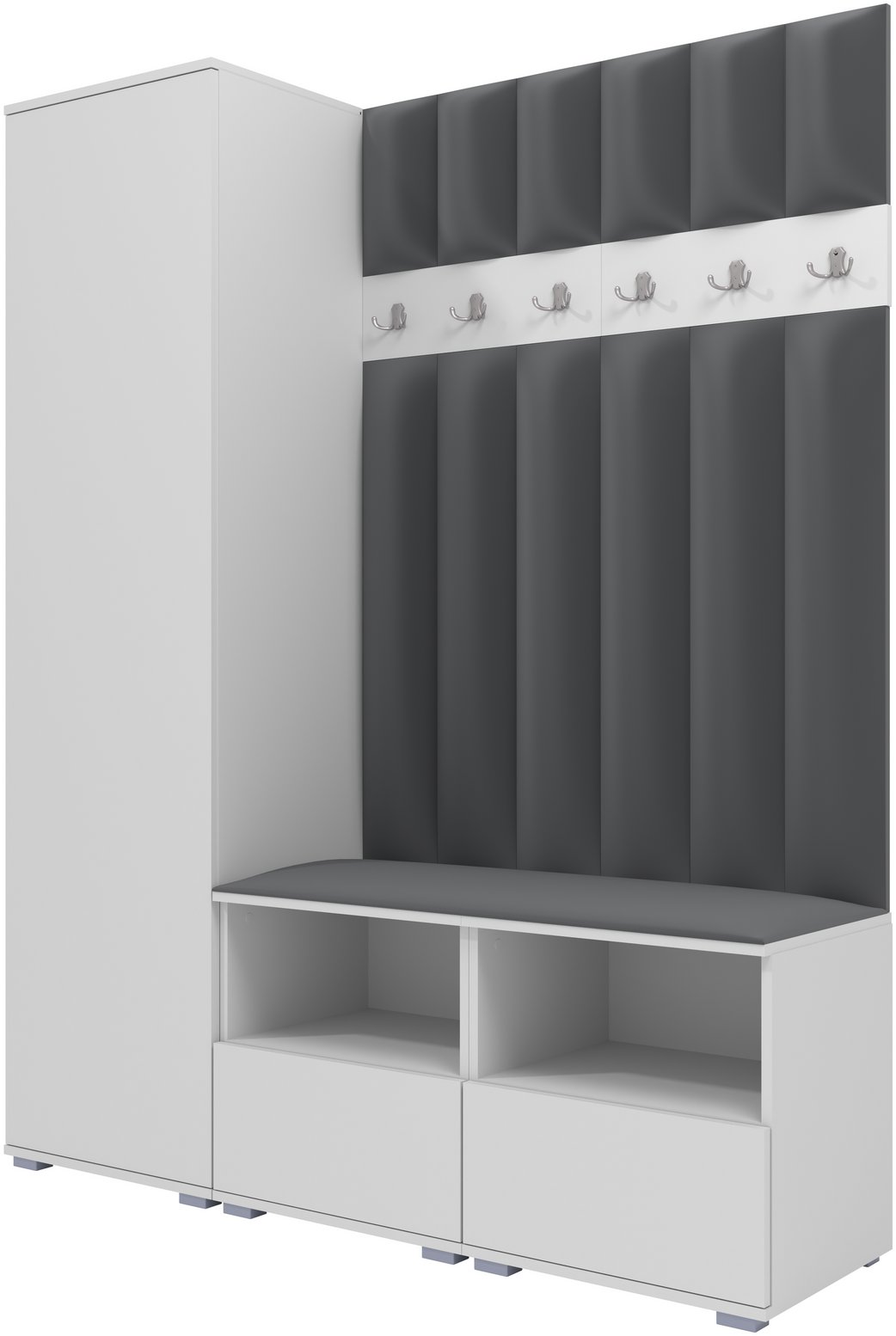 Tapicerowana garderoba Nela II LUX - kolor biały + tkanina Trinity 15